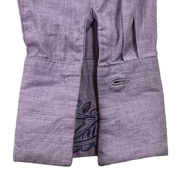 Coldwater Creek Button Up Shirt Embroidered Paisley Cuffs Size Large Purple - Picture 5 of 12